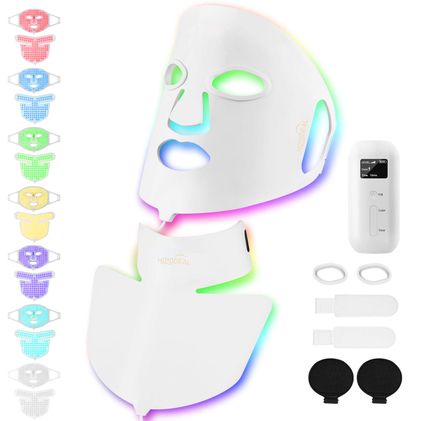 LED Face Mask Light Therapy-Hotodeal 7 Colors Light Therapy for Face & Neck Mask