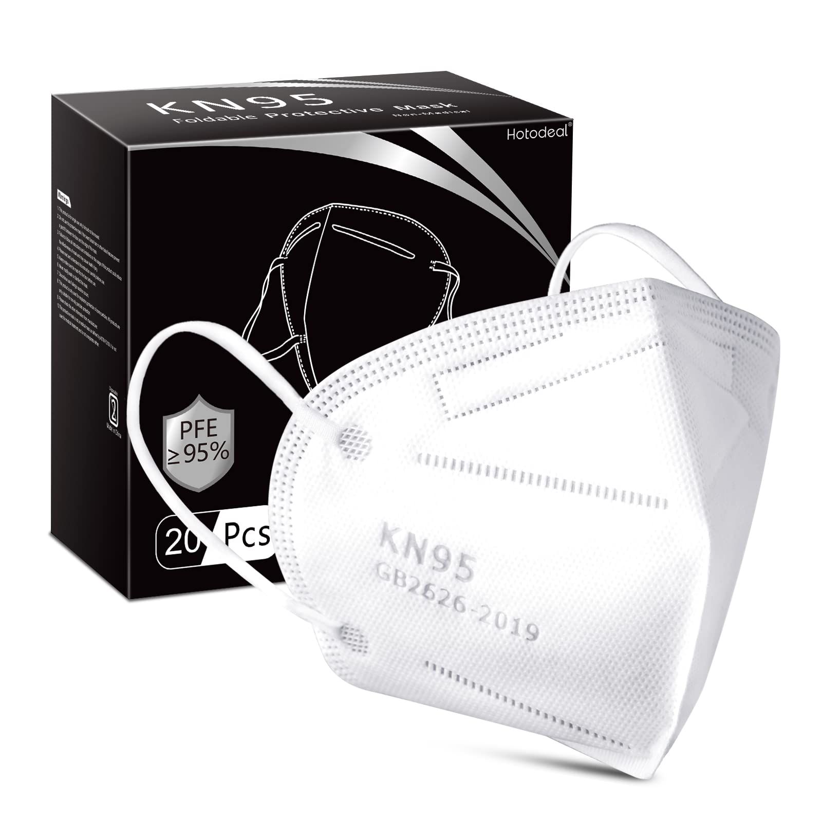 KN95 Face Mask 20 PCS, Filter Efficiency≥95%, 5 Layers Cup Dust Mask Against PM2.5 from Fire Smoke, Dust, for Men, Women, Essential Workers