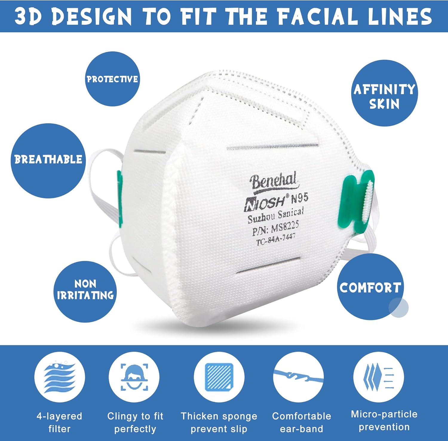 N95 Face Mask,10 Pack 20 Pack 30 Pack 50Pack 100Pack NIOSH Certified N95 Disposable Respirator 5-Ply Safety Breathable Face Masks, Filter Efficiency 95%, Adjustable Comfortable Protection,Against PM2.5 Dust for Adult, Men, Women