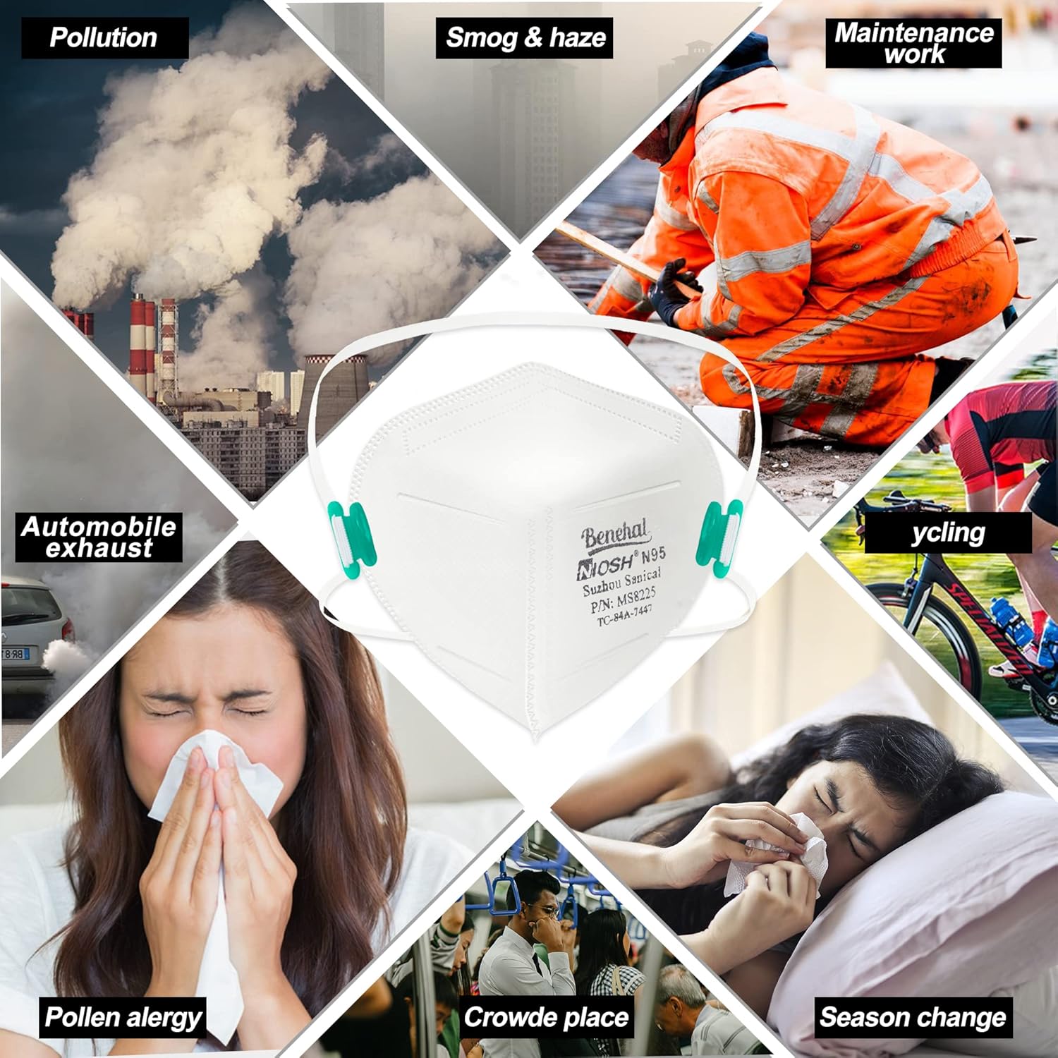 N95 Face Mask,10 Pack 20 Pack 30 Pack 50Pack 100Pack NIOSH Certified N95 Disposable Respirator 5-Ply Safety Breathable Face Masks, Filter Efficiency 95%, Adjustable Comfortable Protection,Against PM2.5 Dust for Adult, Men, Women