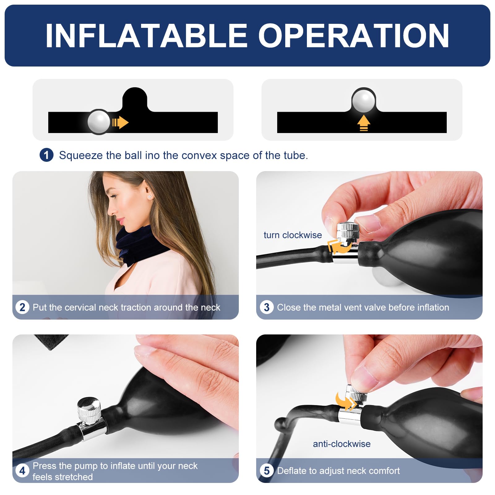 Cervical Neck Traction Device- Hotodeal Adjustable Inflatable Neck Brace Neck Stretcher