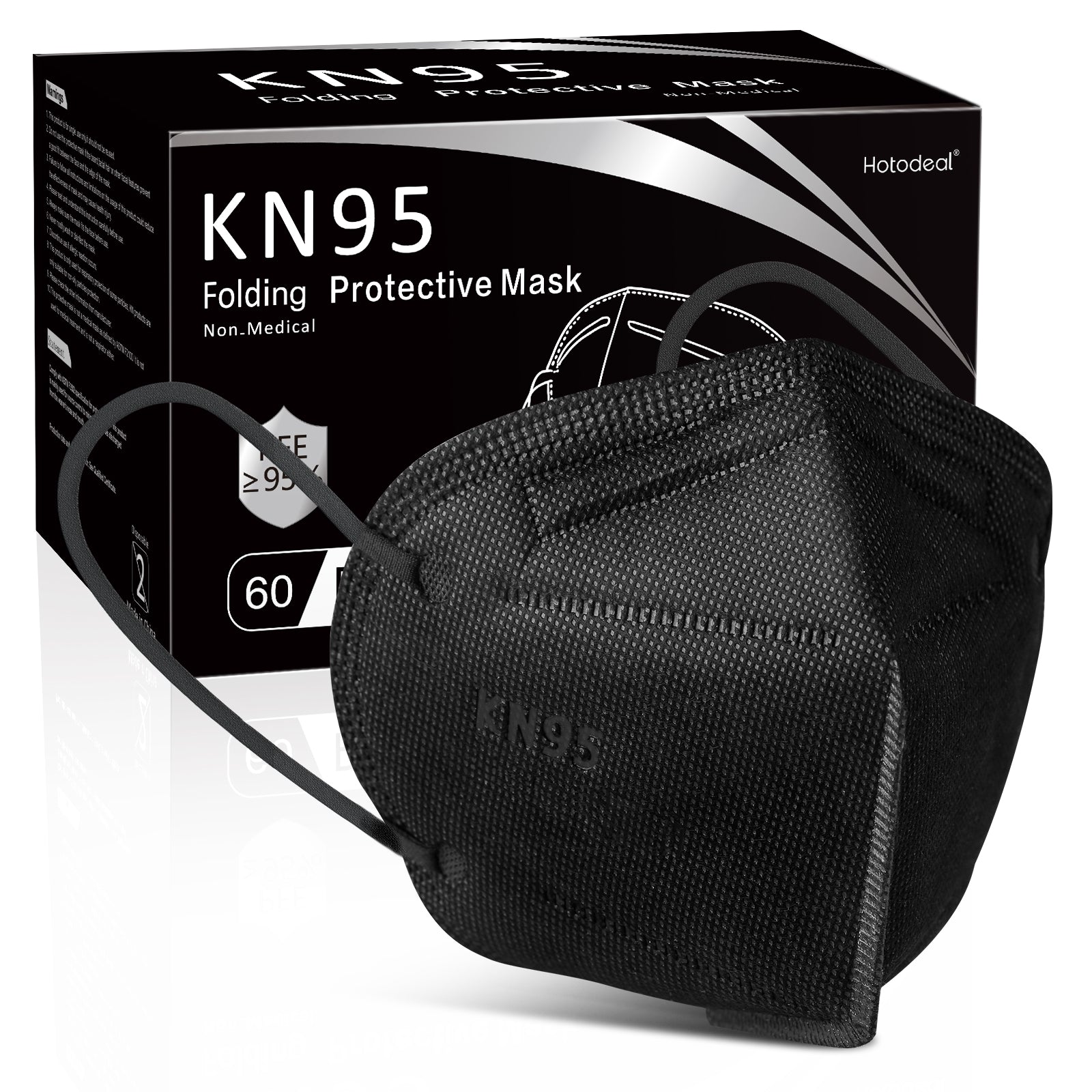 KN95 Face Mask 40 PCs (Black)- Filter Efficiency≥95%, 5 Layers Cup Dust Mask, Masks Against PM2.5