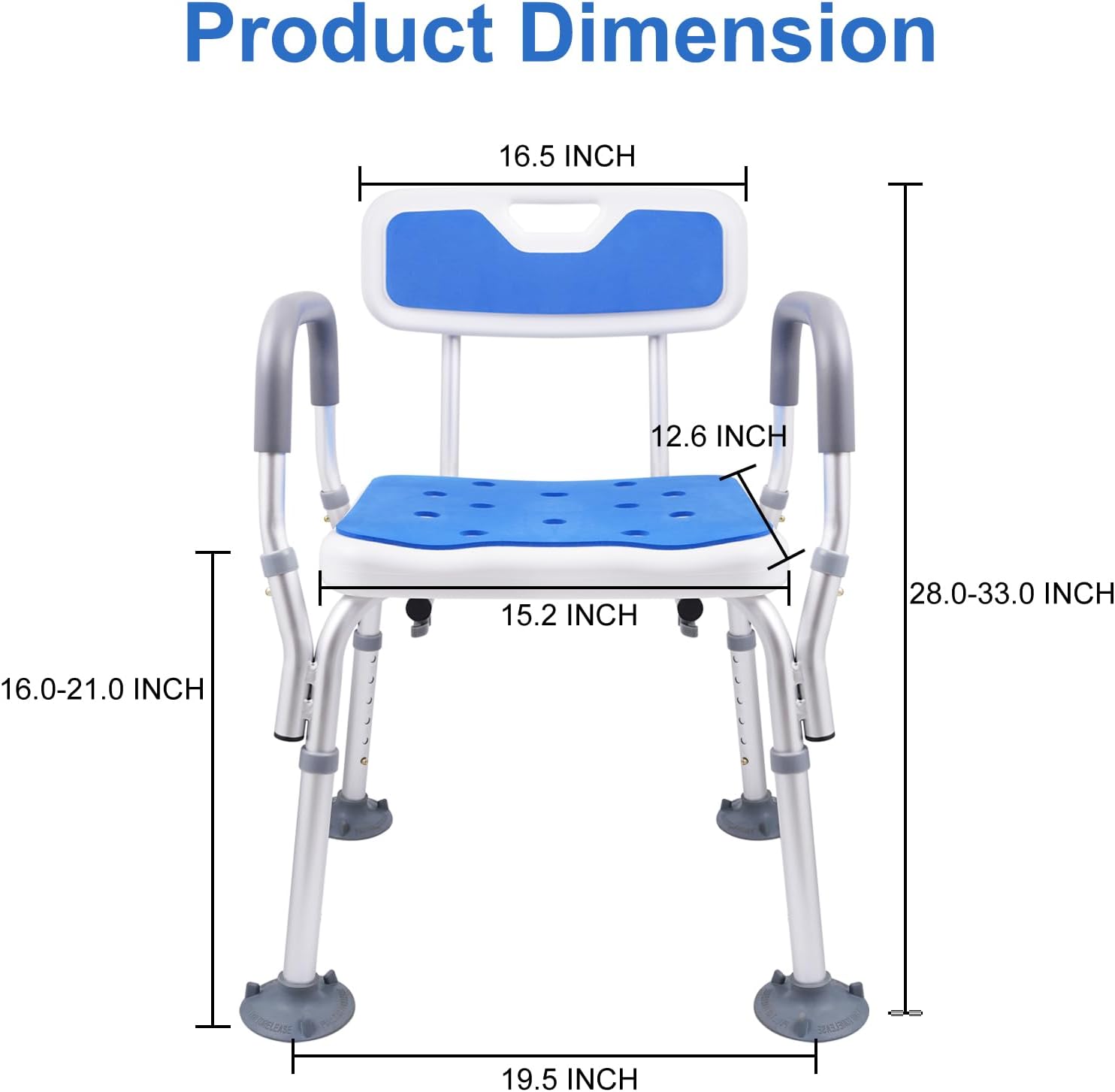 Adjustable Height Shower Chair-Hotodeal Height Shower Seat with Armrests and Backrest