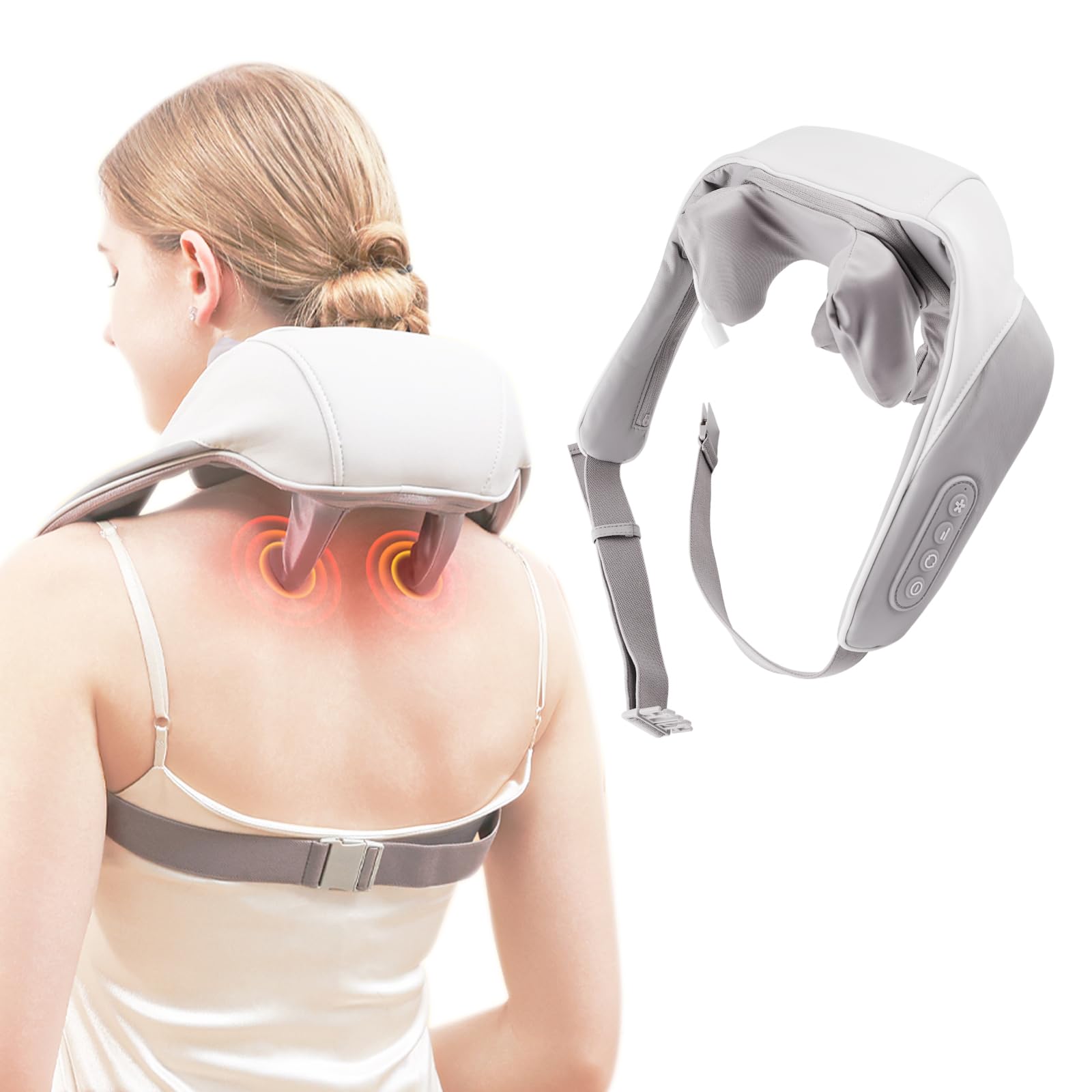 Hotodeal Neck Massager with Heat—Electric Neck Shoulder Massager Cordless Shiatsu Massage Pillow