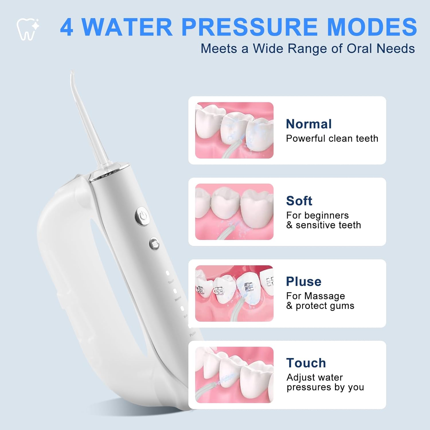 Water Dental Flosser with Electric Toothbrush- Hotodeal Cordless Rechargeable Oral Irrigator with 300ML Detachable Tank