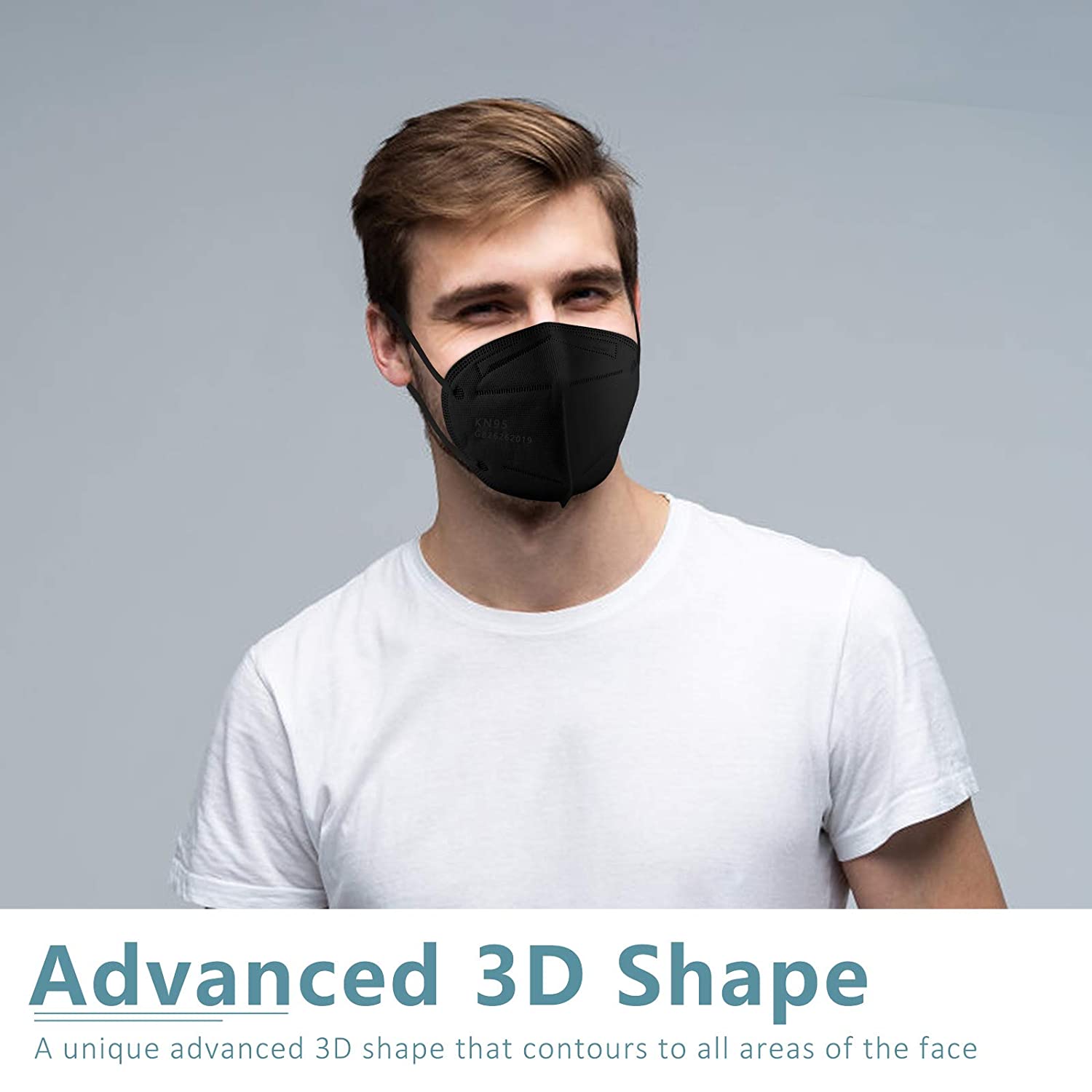 Black KN95 Face Mask 20 PCs- Filter Efficiency≥95%, Breathable Protection Masks Against PM2.5