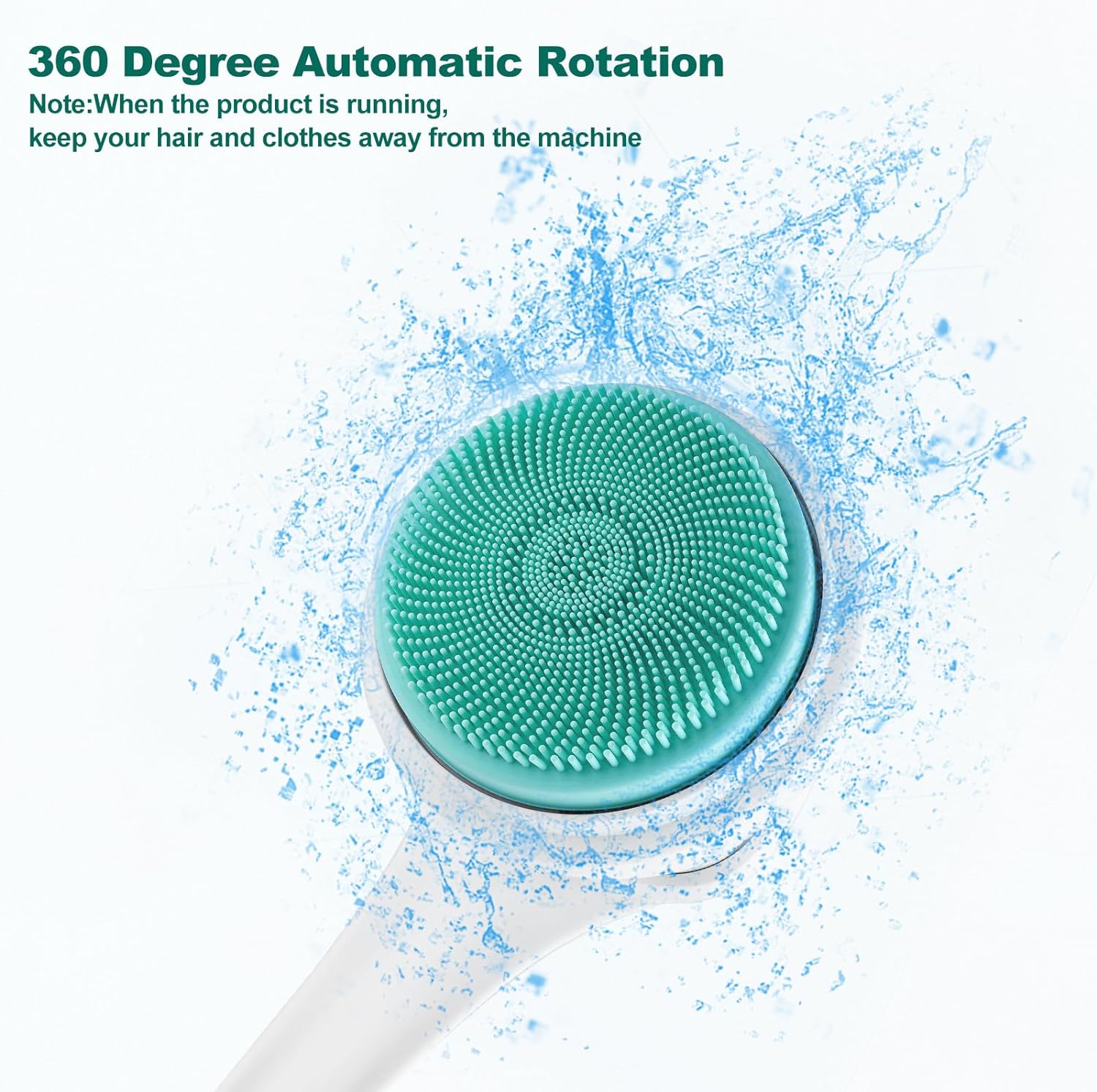 Electric Body Scrubber with 5 Large Brush Heads-Hotodeal 3 Gear Adjustment Long Handle Shower Back Scrubber for Body