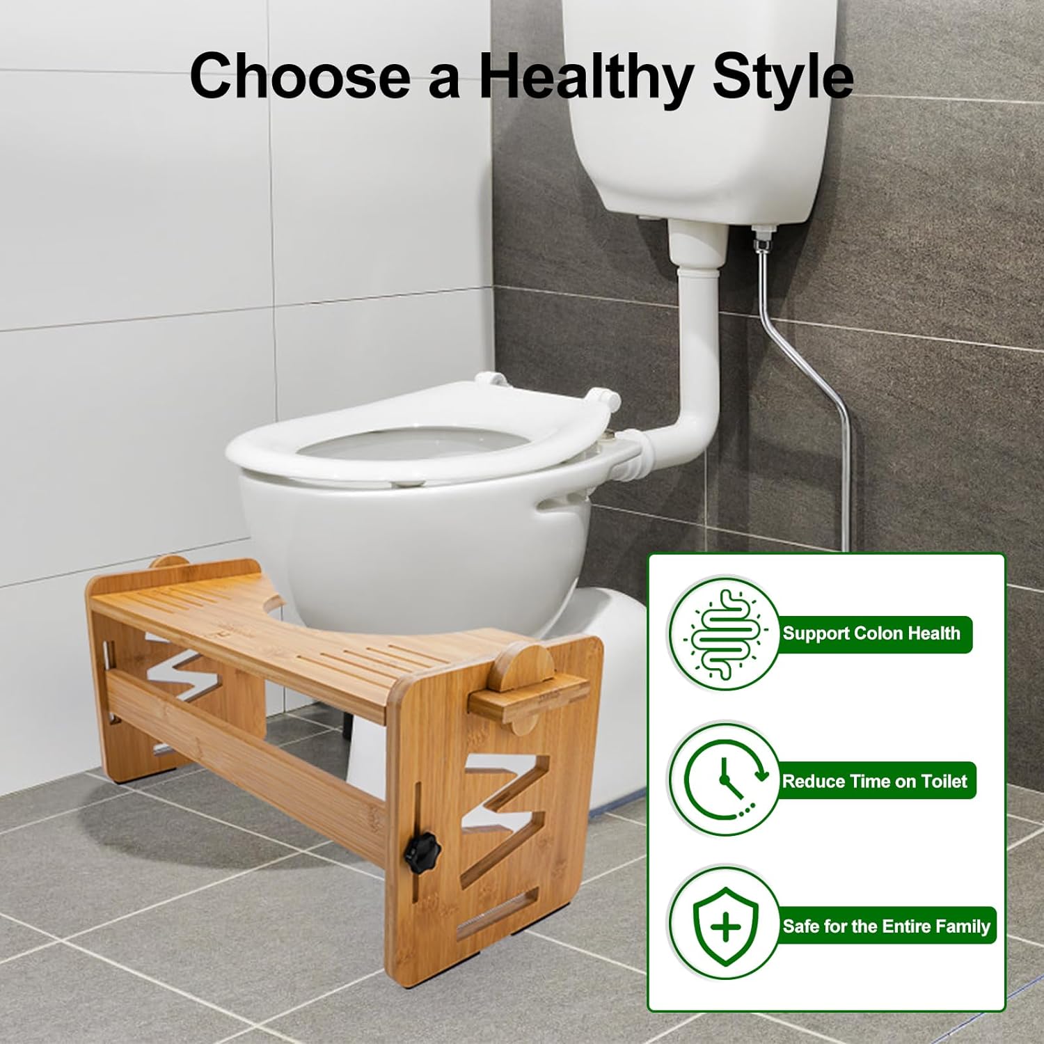 Bamboo Toilet Stool- Hotodeal 9" Poop Stool Adjustable Heights Squat Stool Potty