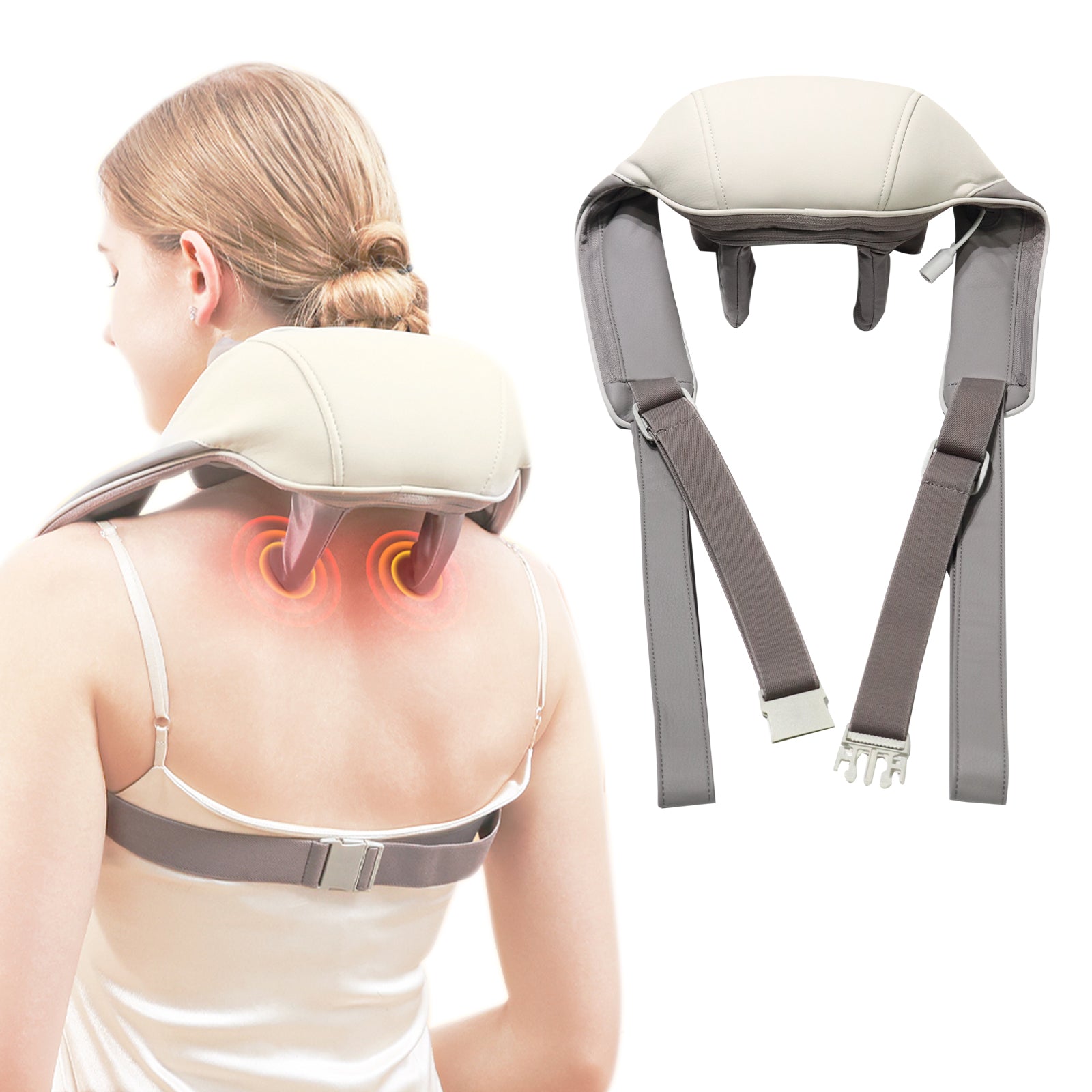 Hotodeal Neck Massager with Heat—Electric Neck Shoulder Massager Cordless Shiatsu Massage Pillow