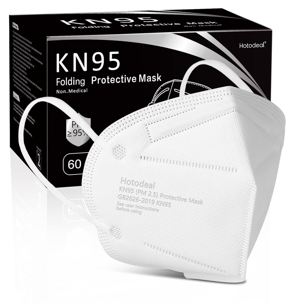 1920 PCs Hotodeal KN95 Face Mask, White KN95 Mask, 5 Layers Cup Dust Mask, for Men, Women, Healthcare Worker, Essential Workers(60pcs/box)