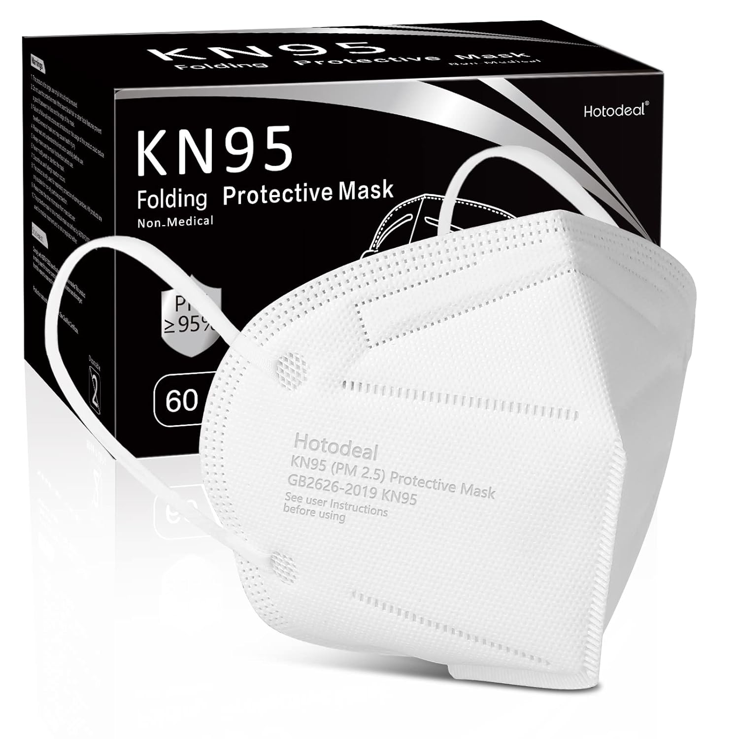 1920 PCs Hotodeal KN95 Face Mask, White KN95 Mask, 5 Layers Cup Dust Mask, for Men, Women, Healthcare Worker, Essential Workers(60pcs/box)