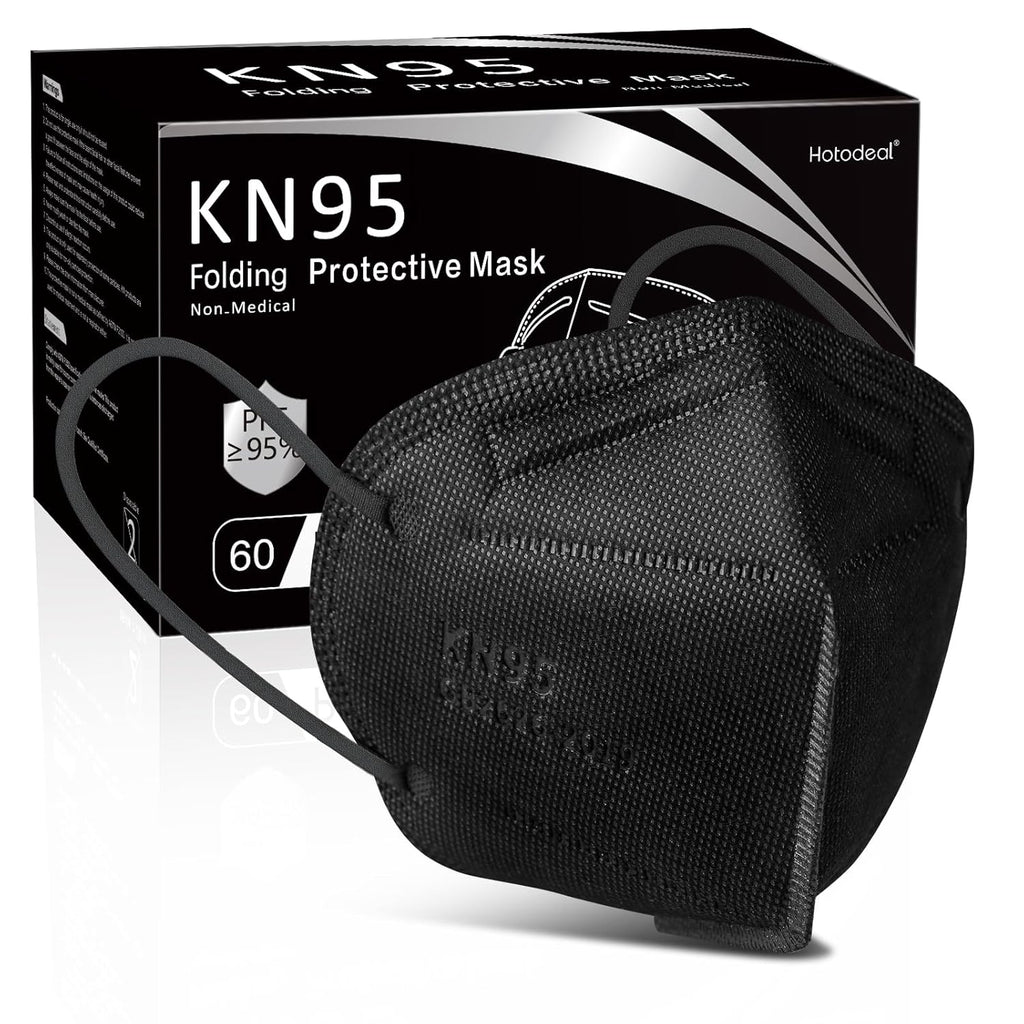 1920 PCs Hotodeal KN95 Face Mask, Black KN95 Mask, 5 Layers Cup Dust Mask, for Men, Women, Healthcare Worker, Essential Workers(60pcs/box)