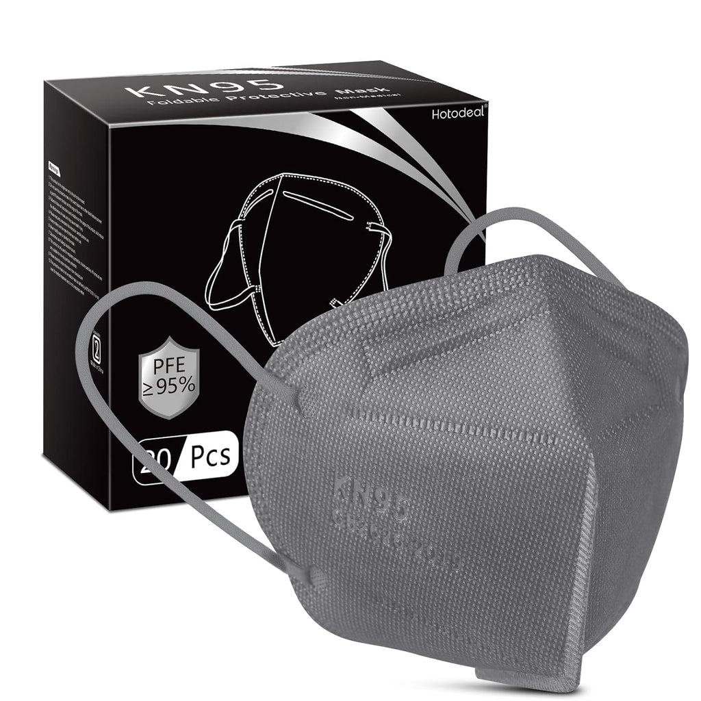 1920 PCS Hotodeal KN95 Face Mask,5 Layers Cup Dust Mask Against PM2.5 from Fire Smoke, Dust, for Men, Women, Essential Workers(Grey)（20pcs/bos）