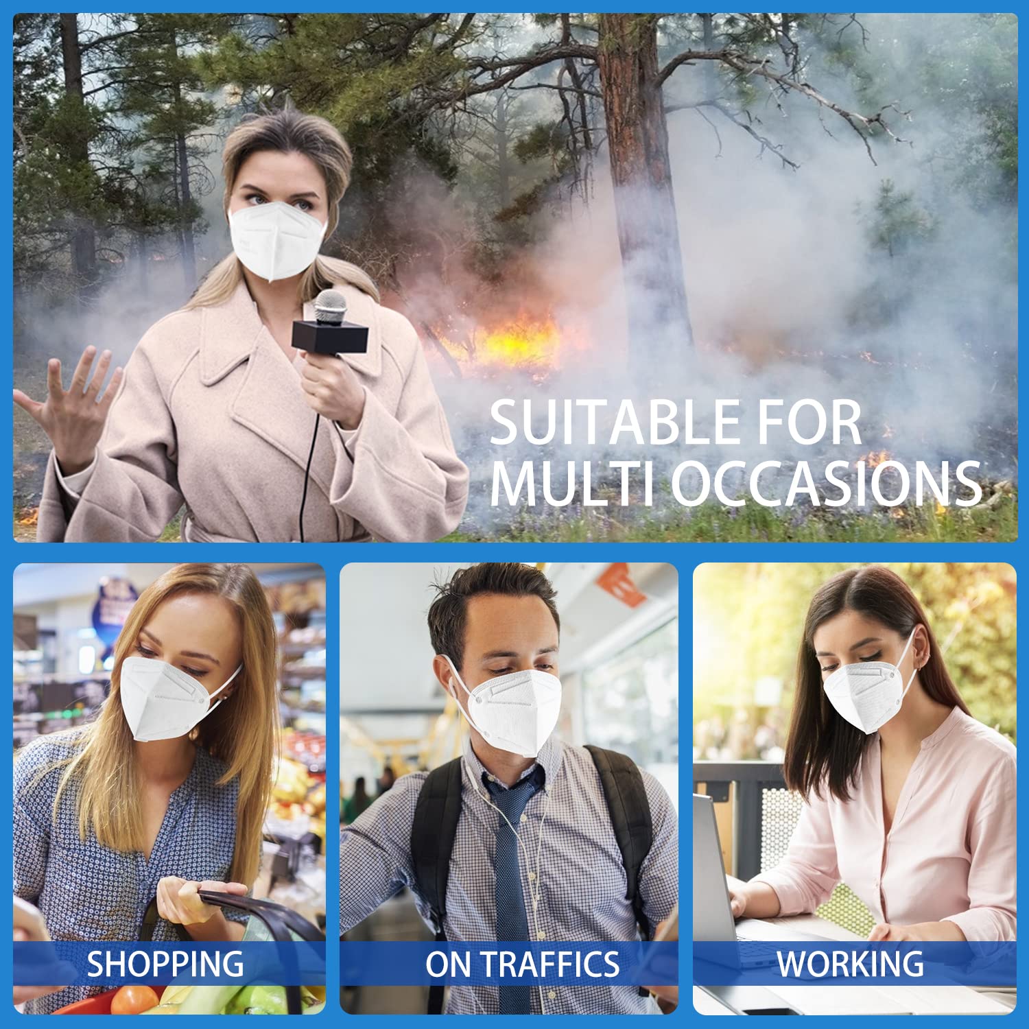 1920 pcs Hotodeal KN95 ,5 Layers Cup Dust Mask Against PM2.5 from Fire Smoke, Dust, for Men, Women, Essential Workers(White)（20pcs/box）