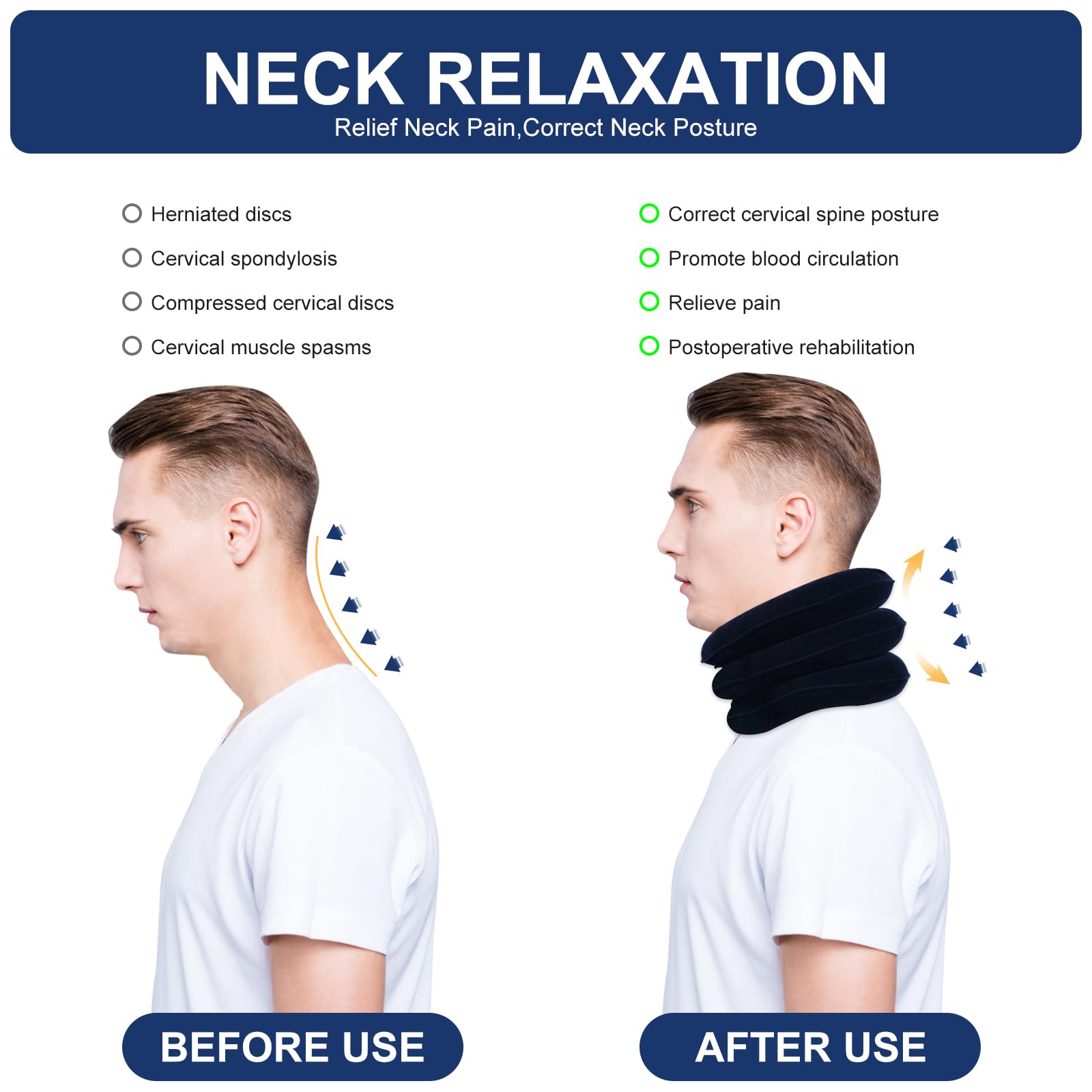 Cervical Neck Traction Device- Hotodeal Adjustable Inflatable Neck Brace Neck Stretcher