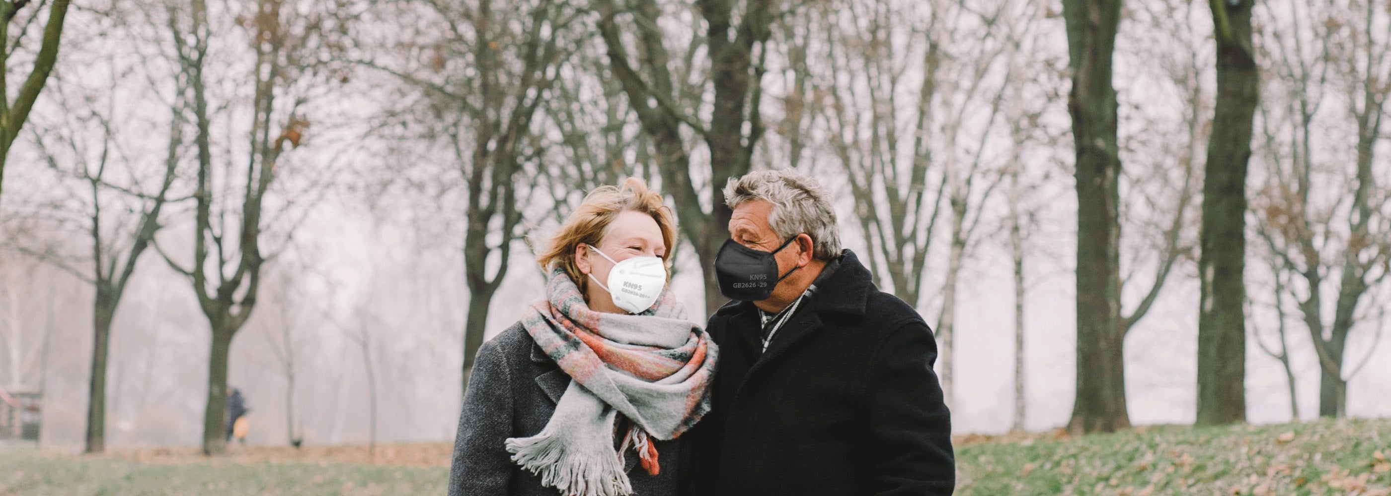 Old couples wear masks