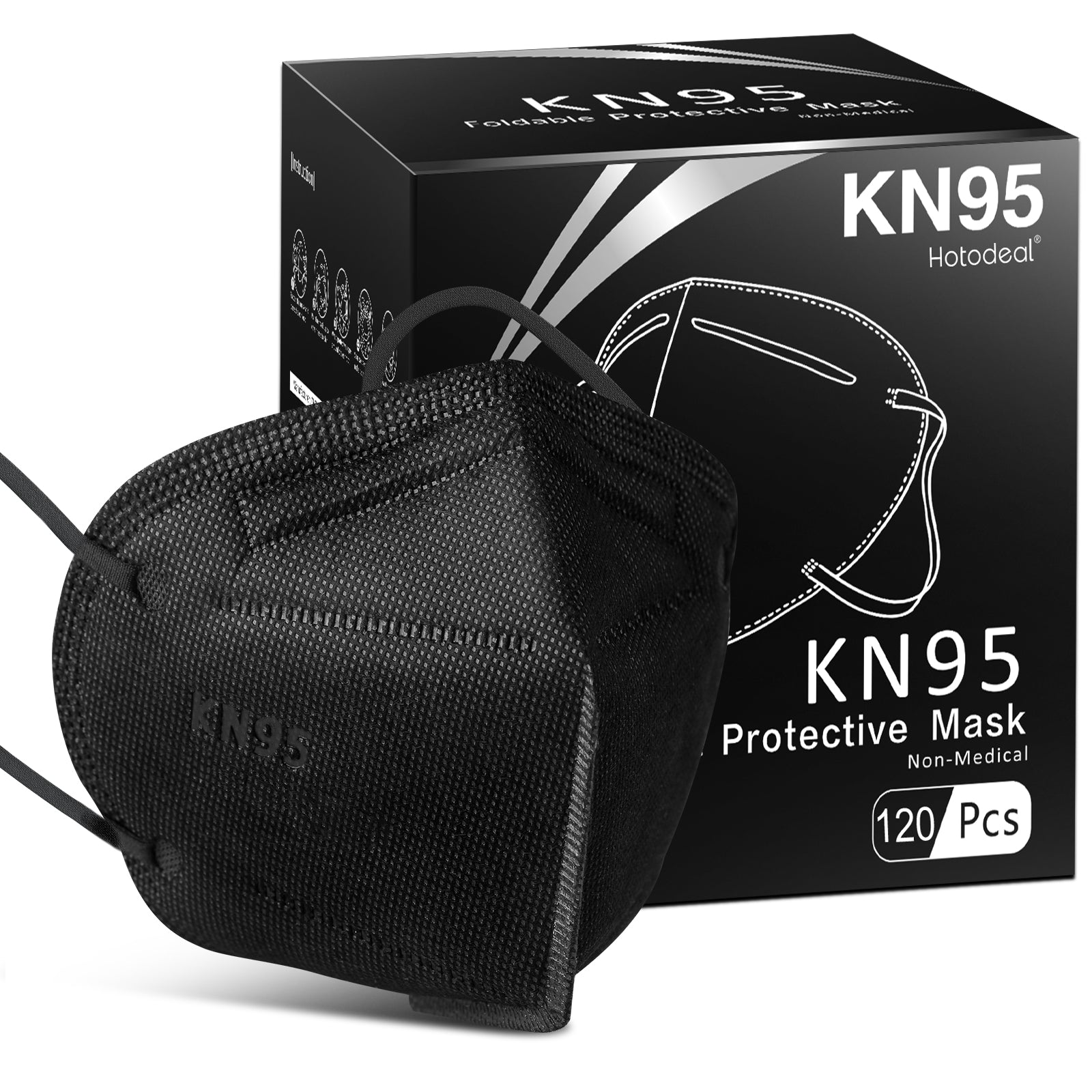 KN95 Face Mask 40 PCs (Black)- Filter Efficiency≥95%, 5 Layers Cup Dust Mask, Masks Against PM2.5