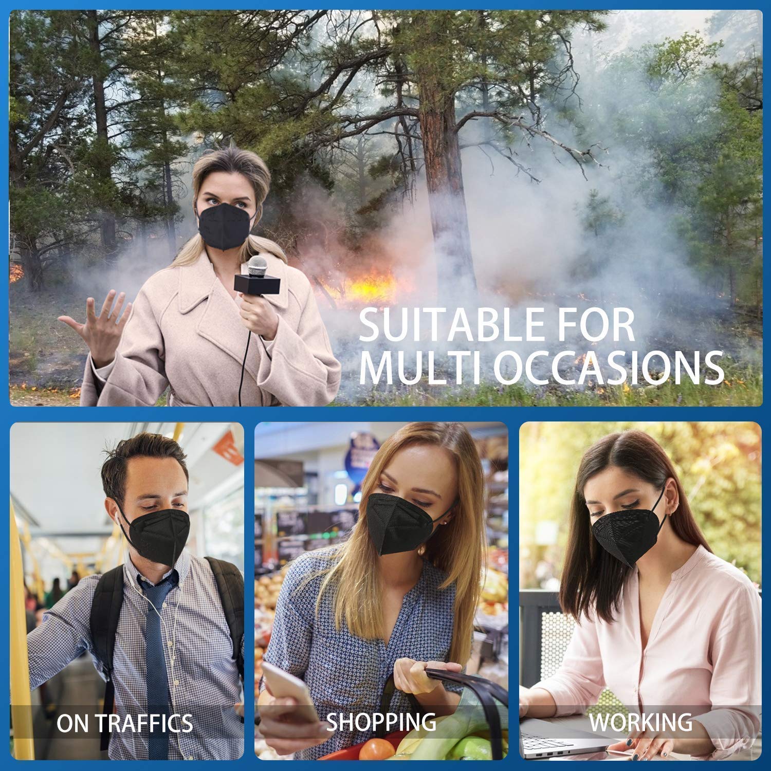KN95 Face Mask 20 PCS, Filter Efficiency≥95%, 5 Layers Cup Dust Mask Against PM2.5 from Fire Smoke, Dust, for Men, Women, Essential Workers