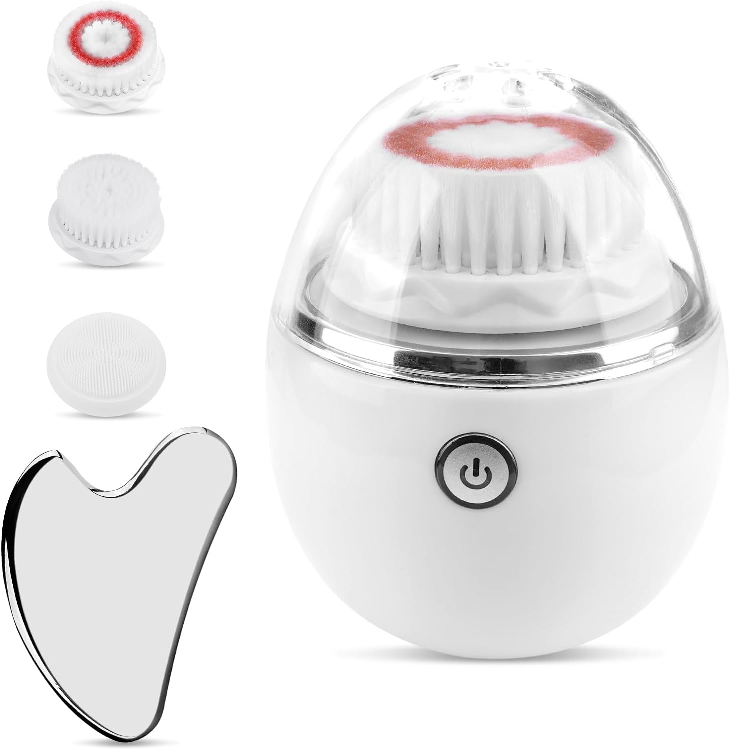 Egg Shaped Facial Cleansing Brush- Hotodeal Electric Waterproof Wireless Face Scrubber with 3 Brush Heads