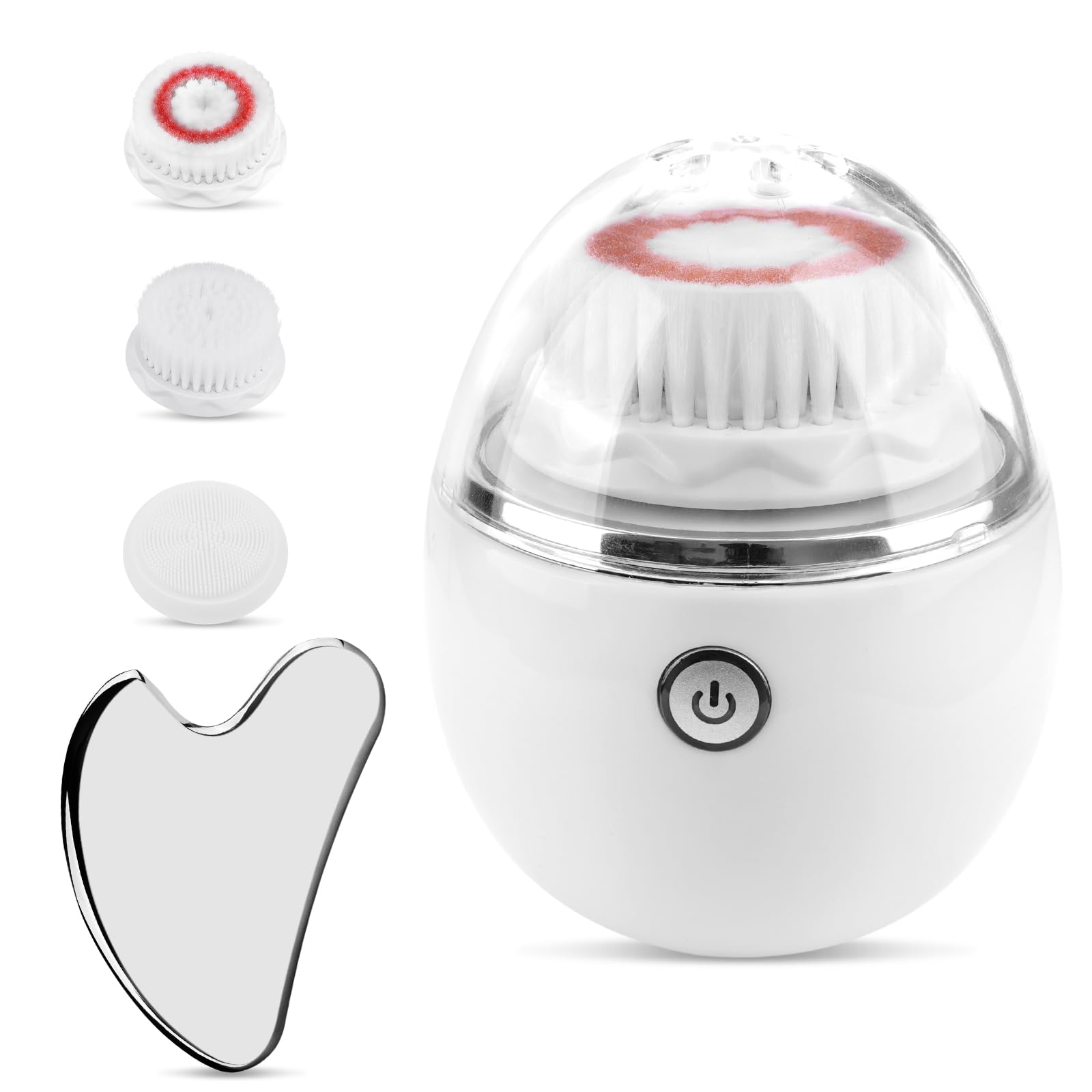 Egg Shaped Facial Cleansing Brush- Hotodeal Electric Waterproof Wireless Face Scrubber with 3 Brush Heads