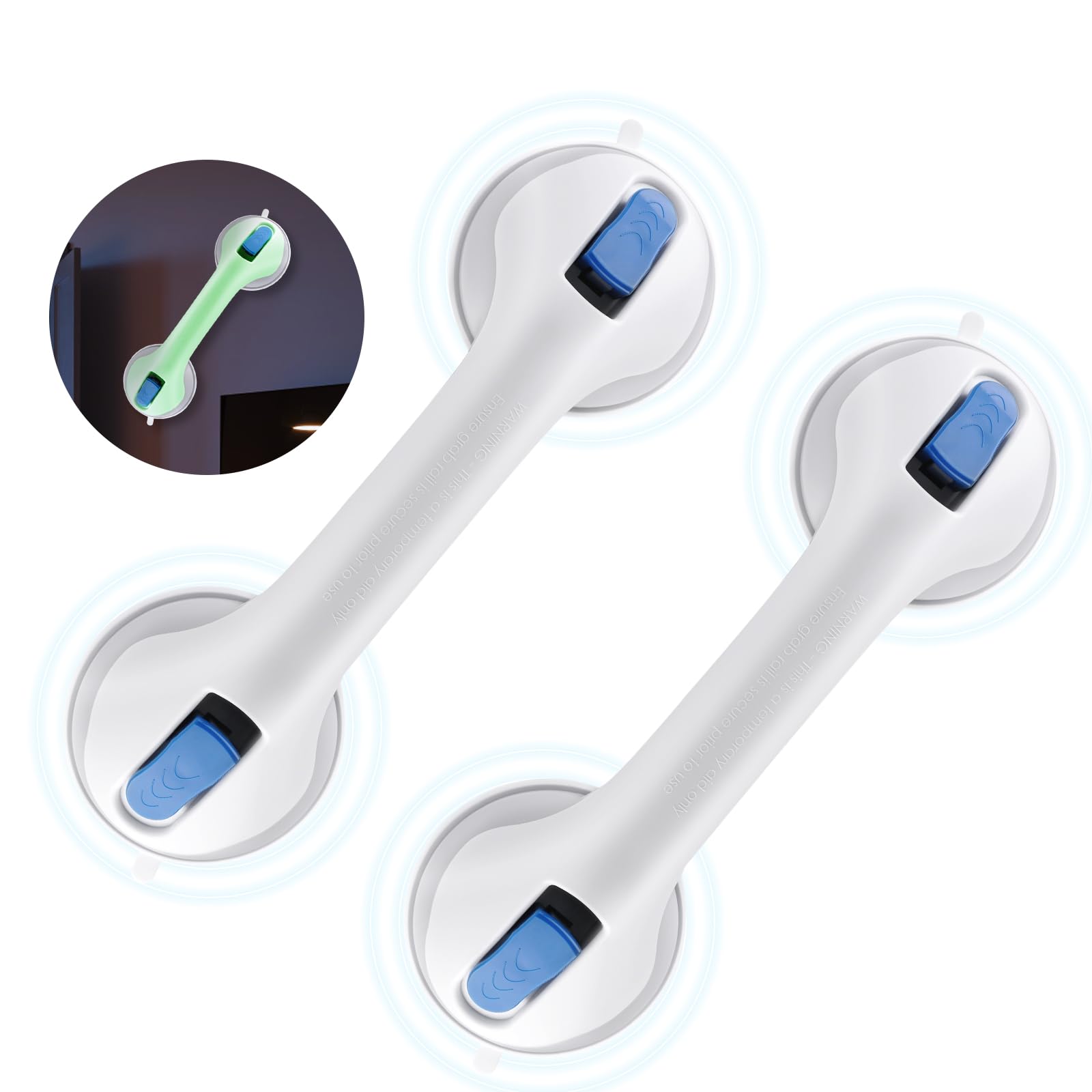 2Pack Grab Bars for Bathtubs and Showers- Hotodeal Strong Hold Suction Cup Handle(11.6'',15.5'')