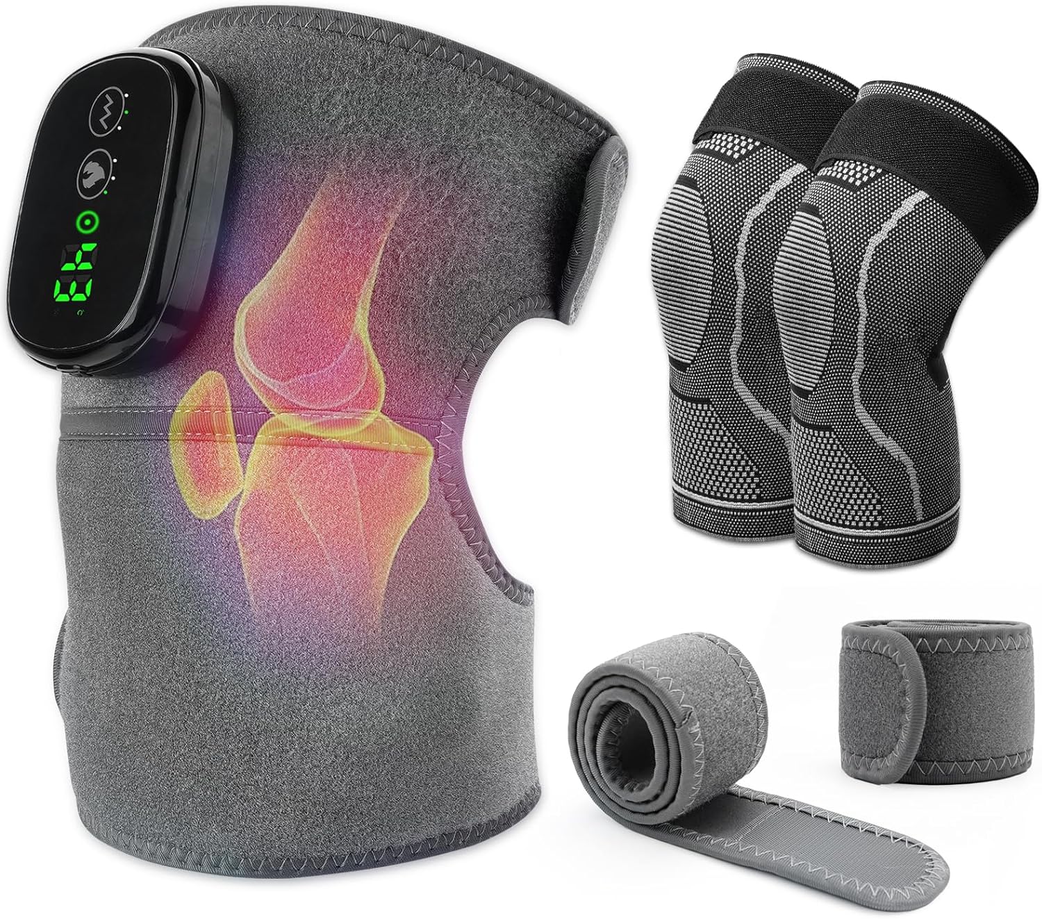 Heating Knee Massager- Hotodeal Portable Knee Shoulder Elbow 3-in-1 Massage
