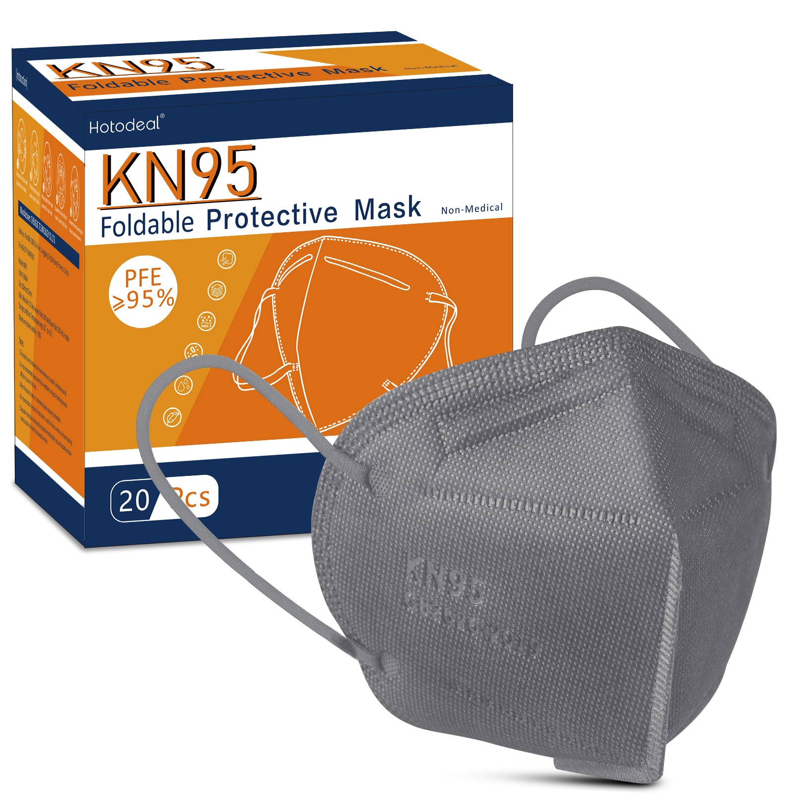 KN95 Face Mask 20 PCS, Filter Efficiency≥95%, 5 Layers Cup Dust Mask Against PM2.5 from Fire Smoke, Dust, for Men, Women, Essential Workers